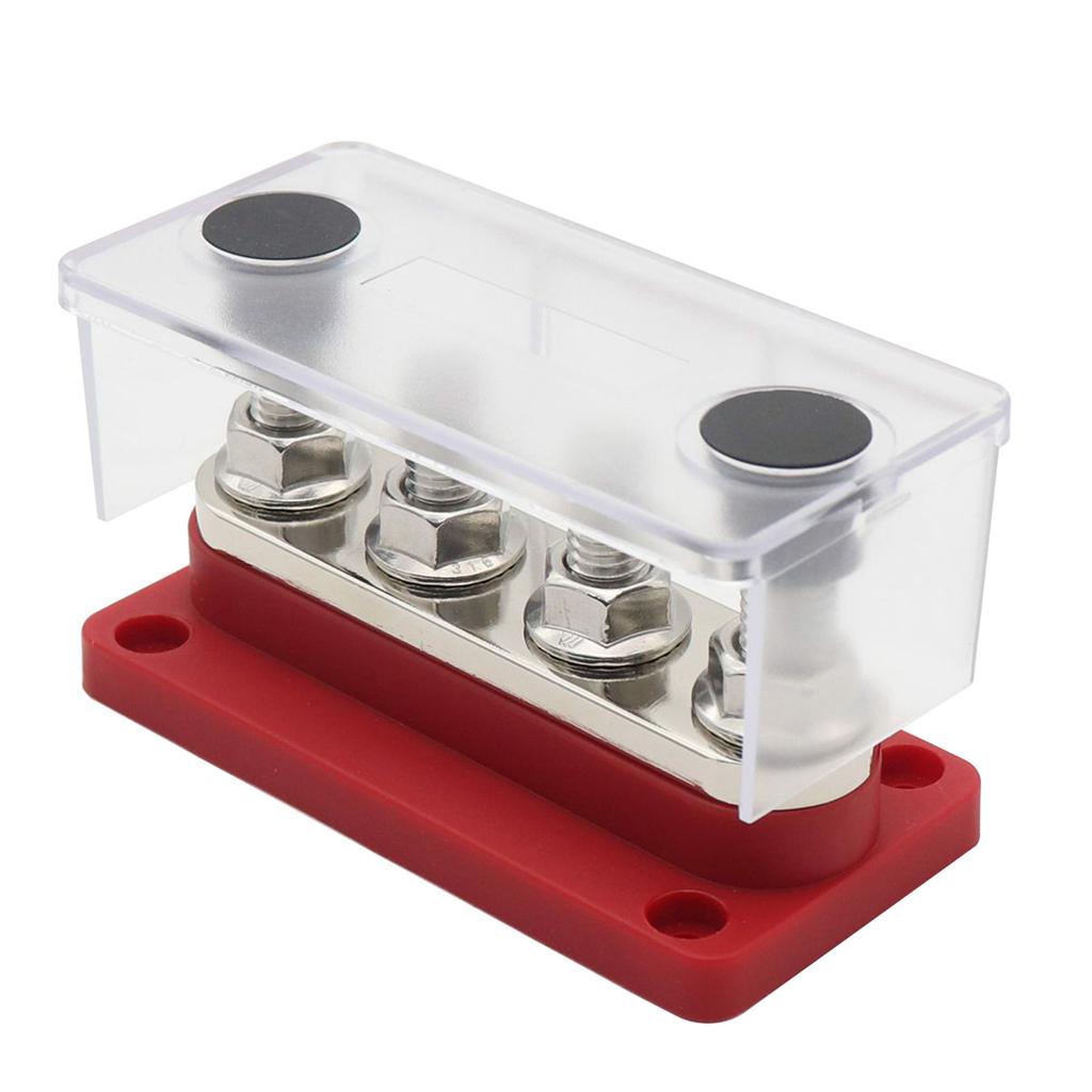 300A Power Distribution Block Bus Bar 4 x 3/8 48V Busbar Box with Transparent Cover