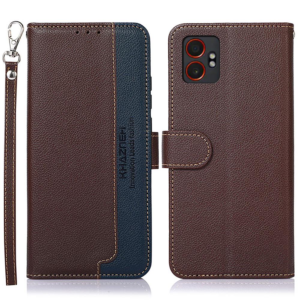 KHAZNEH For Samsung Galaxy XCover7 Pro Case RFID Blocking Wallet PU Leather Phone Cover with Strap