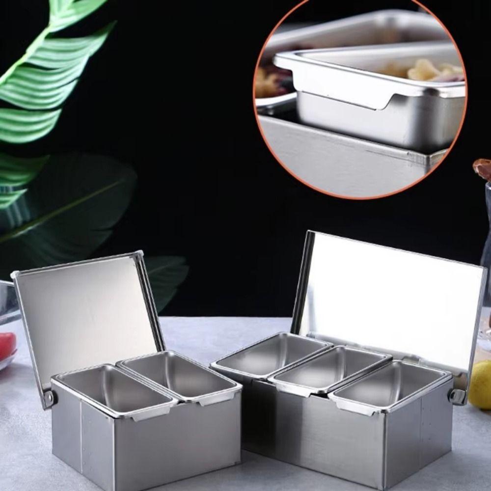 Creative Spice Storage Box 2/3/4/5/6 Grids Kitchen Spice Rack Condiment Jar Organizer Cooking Tool