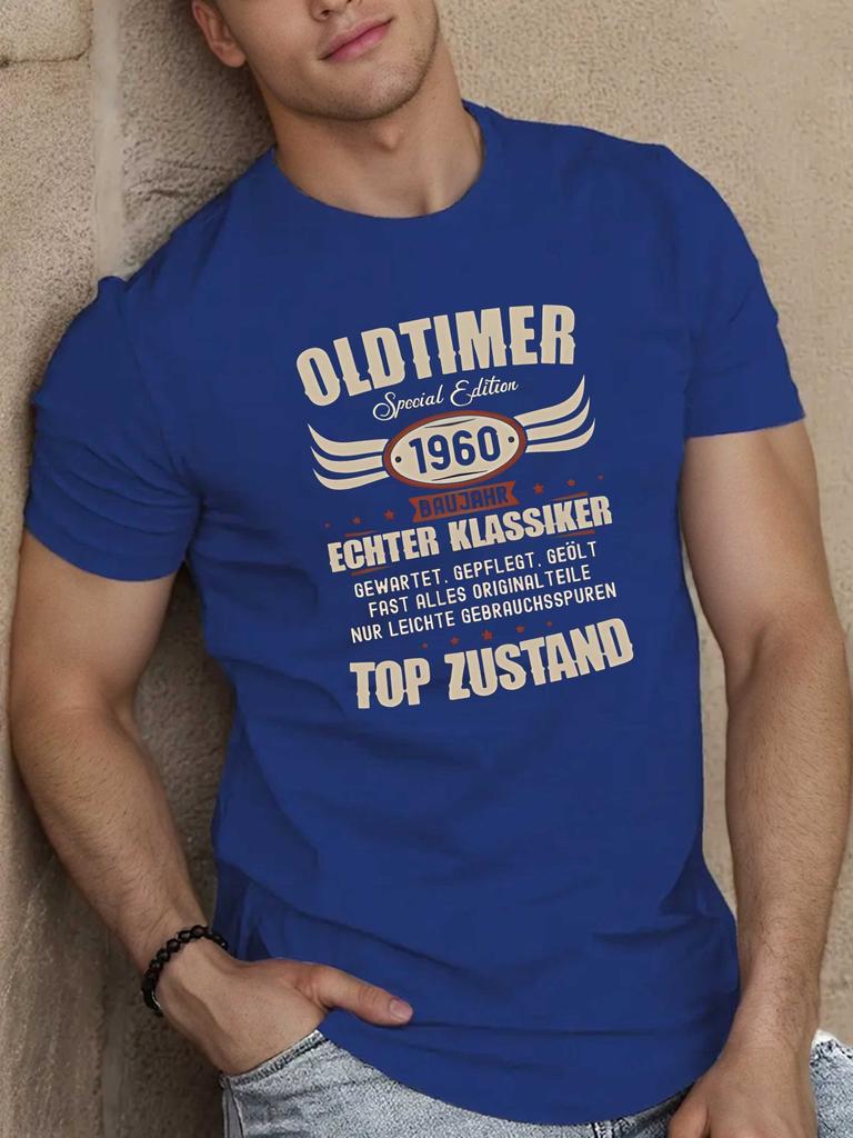 Мужская Повседневная Летняя Футболка Oldtimer Специальное Издание 1960 с Дизайном Винтажного Автомобиля и Крыльями Легкая Дышащая