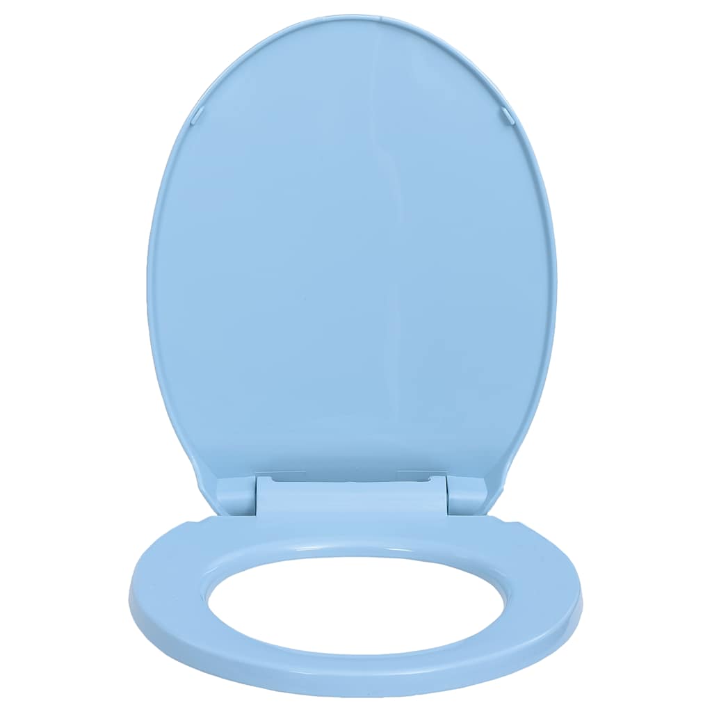 Toilet Seat with Soft Close Mechanism Blue Oval