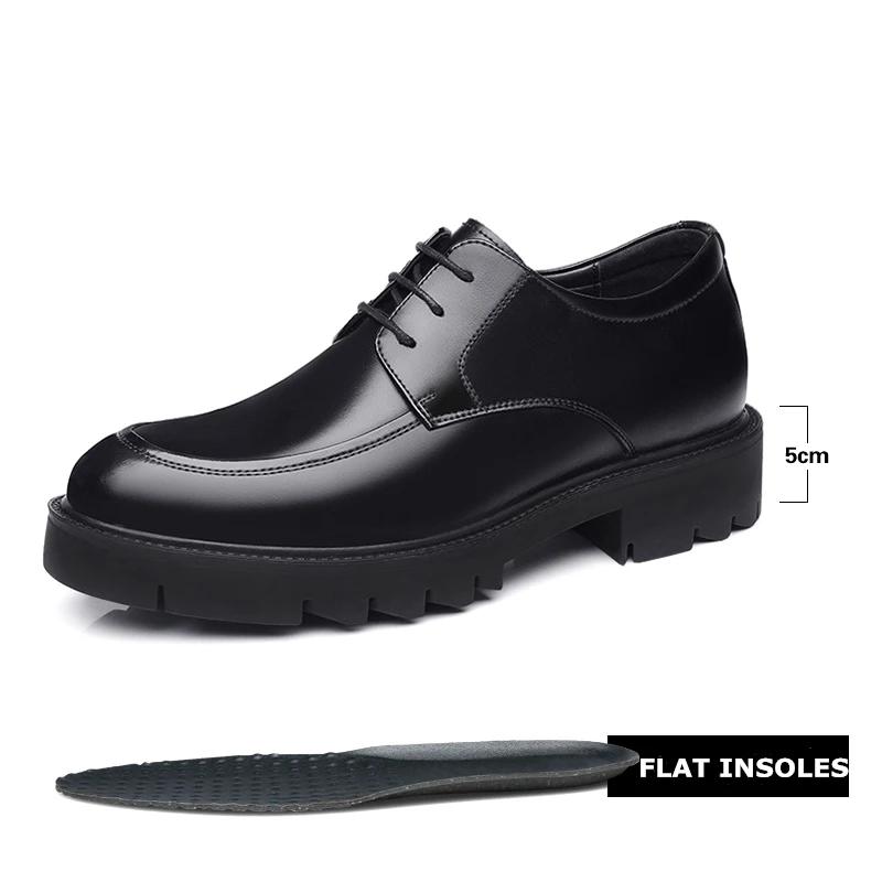 Men Height Increasing Elevator Shoes 8-10cm Inside Lift Leather Business Dress Shoes Summer Autumn Hollow Breathable