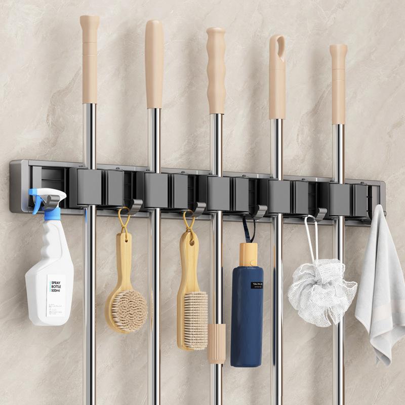 Держатель для швабры, крючки, инструменты для ванной комнаты, стеллаж для хранения, практичный зажим, органайзеры с крючками, компактные слоты для вешалок, держатель для швабры