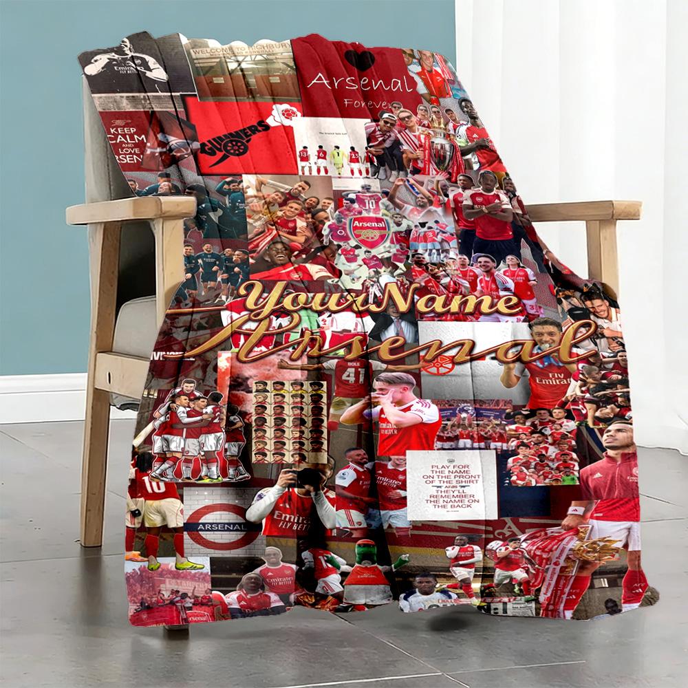 Arsenal Personalized Text Blanket Cozy Personalized Blanket Ultra-Soft Great for Home Decor Picnics Office Sofa for All Occasions