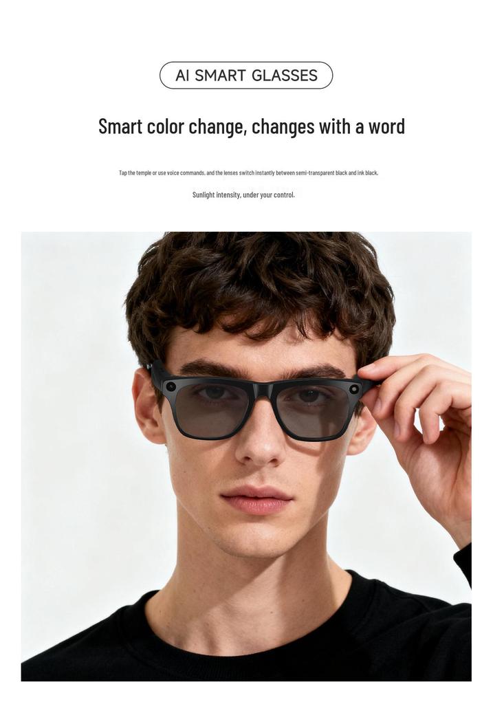 AI Smart Glasses: Voice-Controlled, Color Changing, Translation, Photo & Video Capable