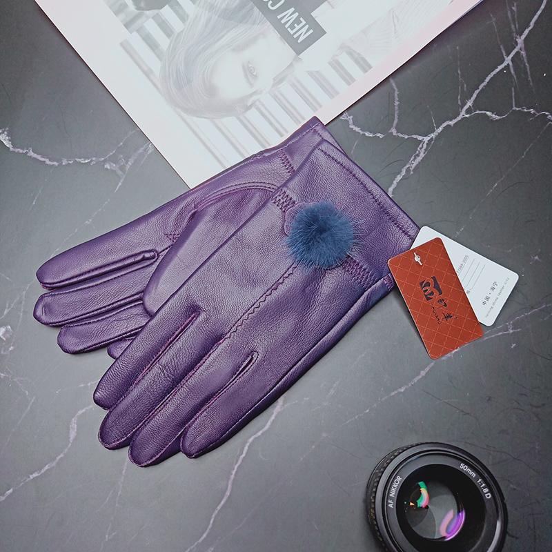 Женские перчатки из овчины и утолщенные бархатные зимние перчатки женские милые перчатки из меха кролика