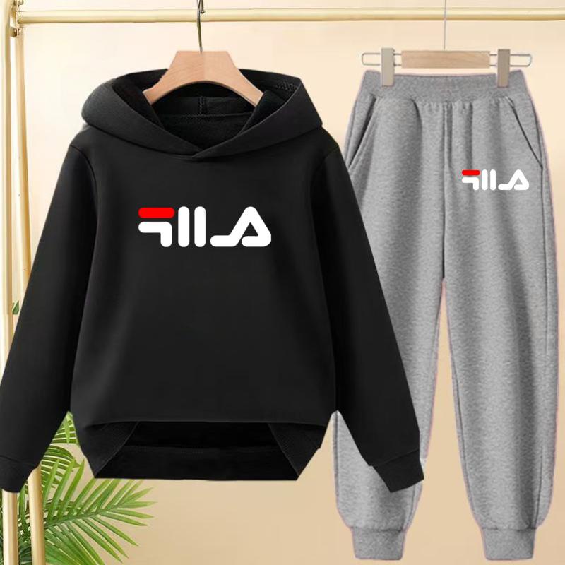 Children's Pullover Pink Coat Hoodie Sweatshirt Top + Pants Boys Girls Toddler 3-12Yrs Clothes Casual Sports Jogging Fashion Set