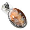 Laguna Lace Agate Gemstone Handmade 925 Sterling Silver Pendant 2.36" h5V94