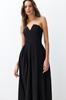 Women's Fashion New Evening Dress & Graduation Dress Black Woven Long Evening Dress