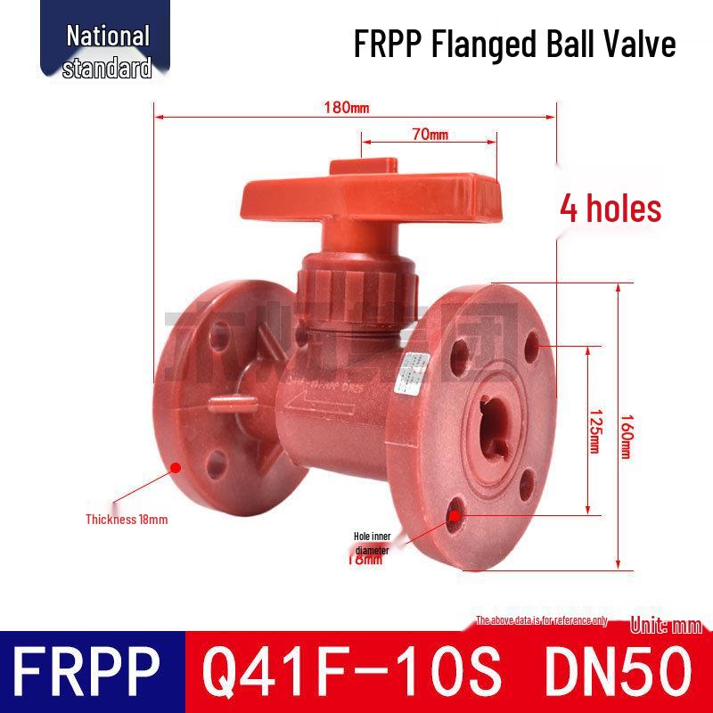 FRPP Red Plastic Corrosion-Resistant Ball Valve for Pharmaceutical and Chemical Use.