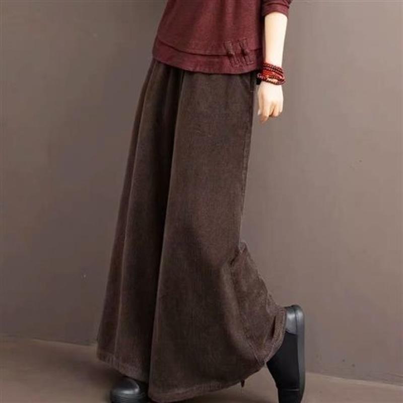 Plus-size Women Fashion Corduroy Casual Pants High Waist Trousers Loose Casual Trousers Ladies