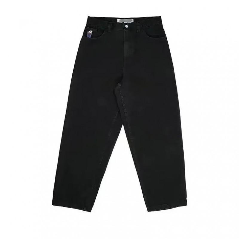 Mens Relaxed Fit Washed Denim Jeans With Embroidered Hip Hop Graphic Casual Wear