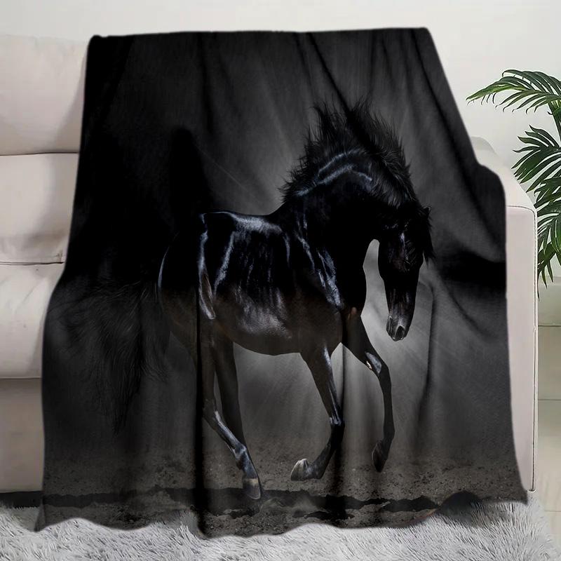 Horse Dark Blanket Suitable All Seasons Soft Comfortable Sofa Office Nap Travel Birthday Gift Christmas Present