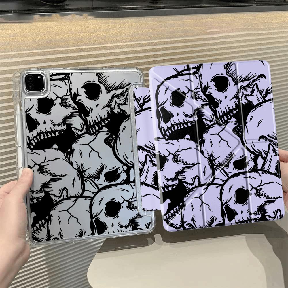 Креативная обложка-подставка Y-Fold с рисунком черепа для планшета iPad Mini 6 7 Air 4 5 M3 M2 1 2 M4 11 дюймов Pro 2025 Pro 11-го 10-го 9-го 8-го 7-го