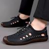 Summer Men's Leather Shoes Hollow Beef Tendon Soft Sole Casual Shoes Men's Casual Hole Shoes Breathable Leather Sandals