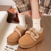 Модные лоферы Зимние Ретро Женские Снежные Теплые Замшевые Кожаные Ленивые Ботинки Обувь Женщина Леди Женские На Плоской Подошве Ботильоны Боты Ботинки Женские Обувь