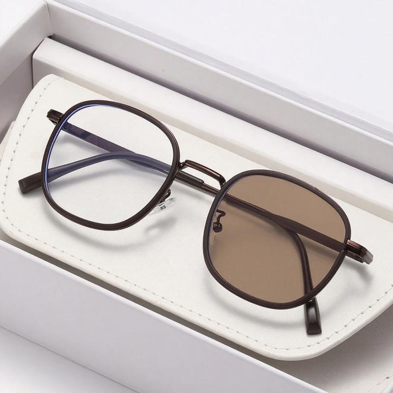 Новые ретро фотохромные очки для близорукости для женщин и мужчин, большая оправа, солнцезащитные очки с защитой от синего света и изменяющие цвет, с диоптриями от 0 до -4.0