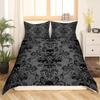 Комплект постельного белья для взрослых Дамаск серый черный Античный Викторианский Барокко Пододеяльник Готика Винтаж Цветочный Постельное белье Экзотический Сахарный череп