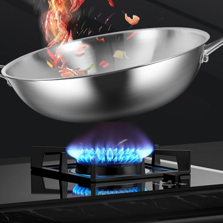 Трехслойная сковорода-вок из нержавеющей стали, цельнолитая, со стальной крышкой, сковорода для индукционной сковороды, пригодная для духовки, подходит для всех плит