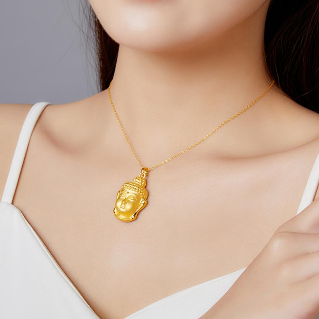 Креативный 3D кулон с головой Будды для вечерние аксессуары, этническое ожерелье Амитабха, 925 серебряная цепочка на ключицы, женские ювелирные изделия