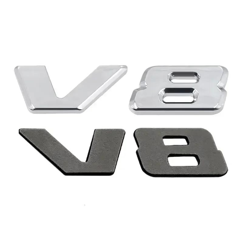 FCUI6 3D Chrome Black V8 Logo Letters Car Fender Emblem Badge Sticker For Mercedes Benz AMG GL ML SL 500 220 C63 S500 V8 Accessories