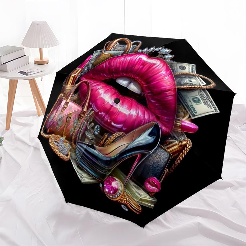 1PC lip theme Umbrella Portable Folding Umbrella Iron Frame Hole Bone Structure Outdoor Home Umbrella A22