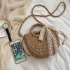 Yogodlns Соломенная сумка женская сумка ручной работы в форме луны с кружевным бантом, сумка из ротанга, большая вместительная повседневная пляжная сумка через плечо на шнурке