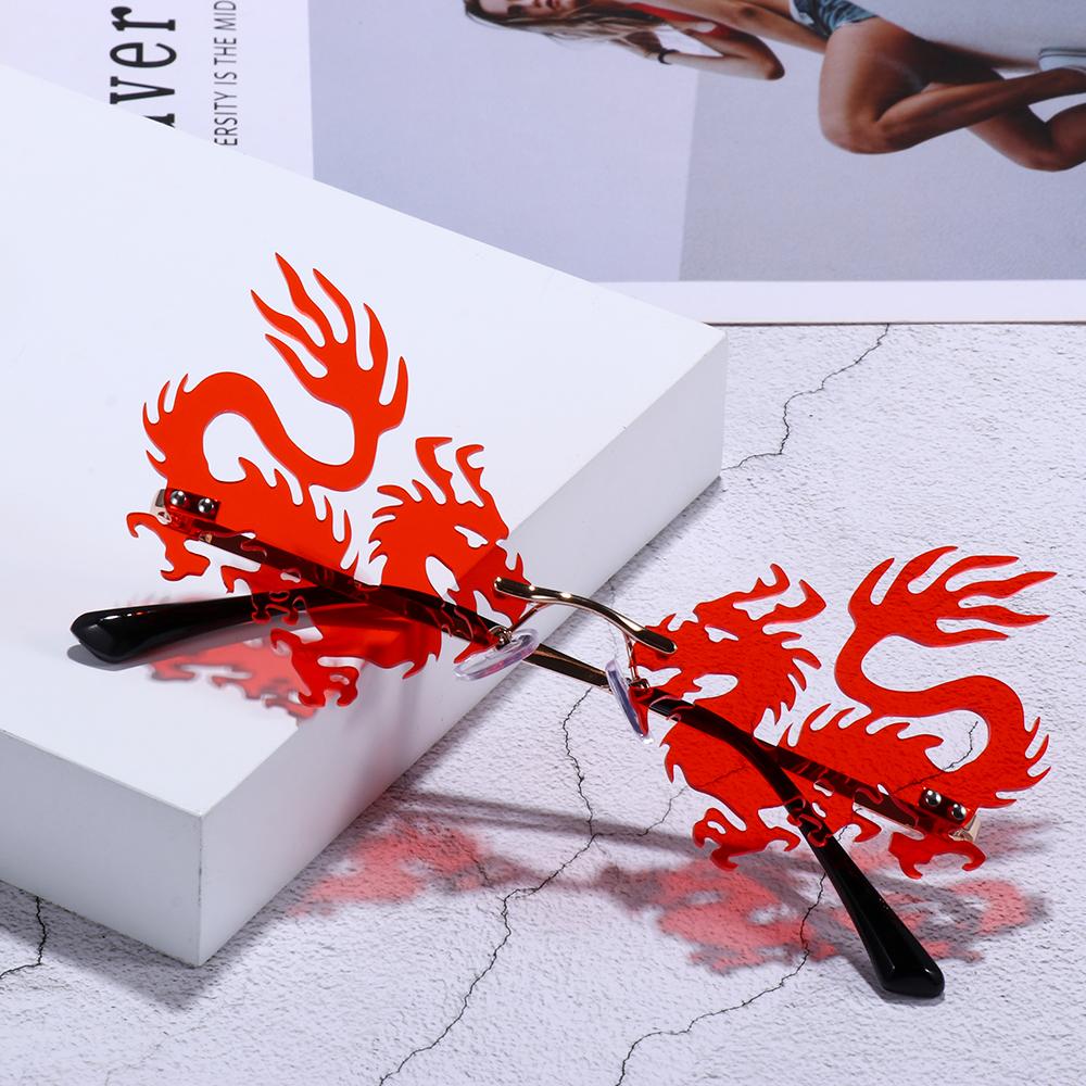 Phoenix Shape Sunglasses for Women Rimless Sunglasses Tinted Frameless Eyewear Trendy Sun Glasses