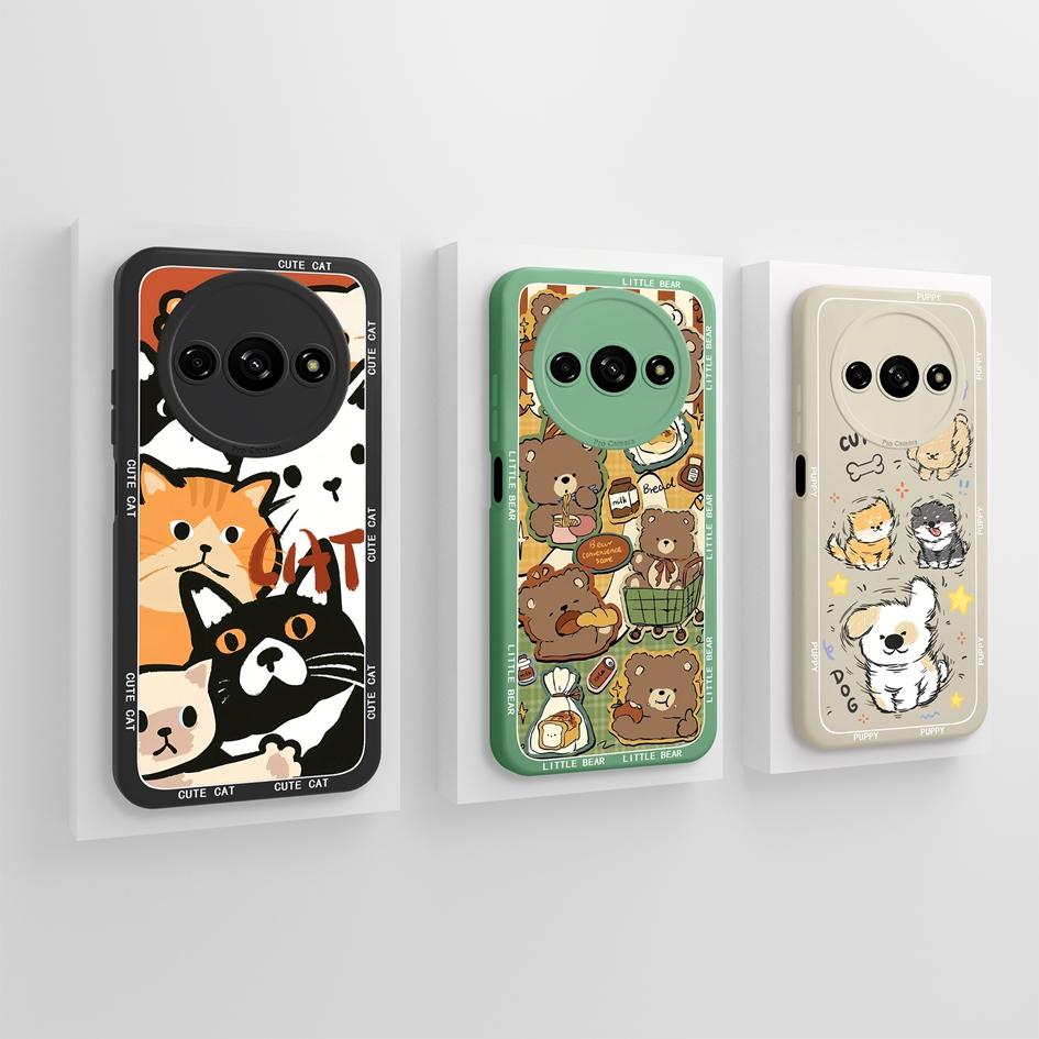 Милый клубничный и медвежий противоударный чехол из жидкого силикона для Redmi A1-A4