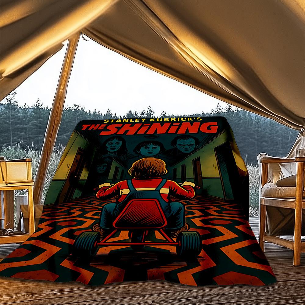 1pc The Shining Outdoor Flannel Blanket, Lightweight Warm Cozy for Travel Camping Office Soft Polyester Fabric, Suitable for All Seasons