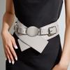 Wide Faux Leather Belt For Women With Square Buckle Handmade Beaded Decor For Autumn Winter Fashion