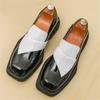 Мода Фэшн Новые Мужские Черно-Белые Смешанные Слипоны Повседневные Кожаные Туфли Мужские Лоферы для Увеличения Роста Свадебное Платье Формальная Обувь