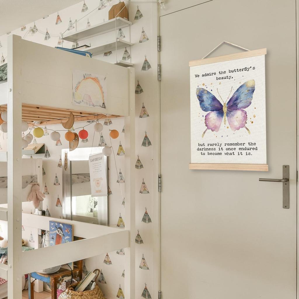 AXSDBVHB Butterfly pirational Quotes Wall Art Decor 12x16 Poster Hanger Frame, Therapy Office Decor, Motivational Mental Health Canvas Artwork Prints
