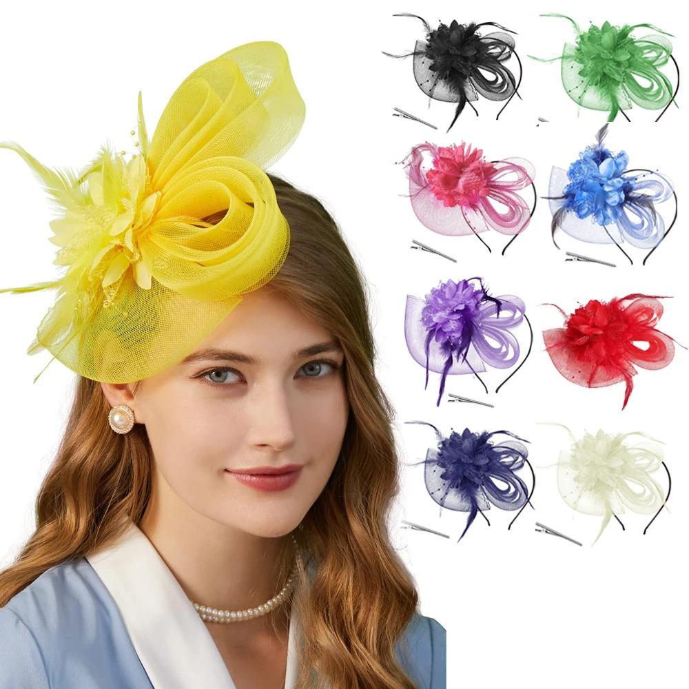 Formal Dress Fascinator Headdress Luxury Bridal Mesh Ribbons Cap Birthday