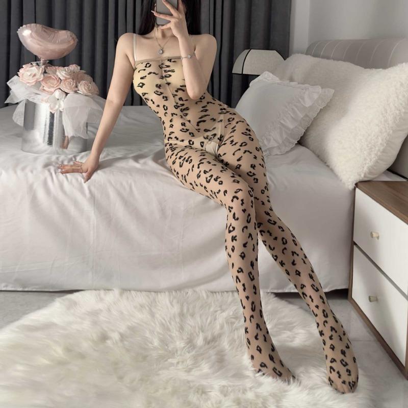 Sexy Onesie Leopard Print High Waist Tight Women's Clothing New Printed Halter Suspenders Play Pure Passion Women