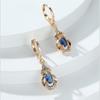 Элегантные серьги-капли золотого цвета в этническом стиле для женщин, серьги-капли с синим камнем, ювелирные изделия