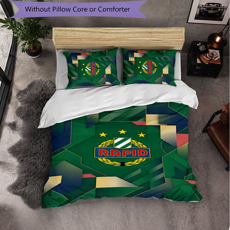 Rapid Wien FC Themed Bedding 3Pcs Duvet Cover Set Decorative Bed Linen For Teen Room Home Decoration