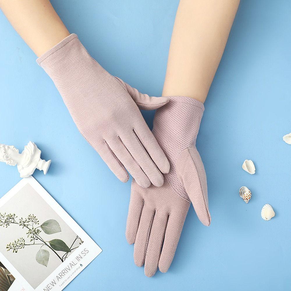 Five Fingers Gloves Cotton Solid Color Outdoor Mittens Women Driving Gloves Summer Sunscreen Gloves