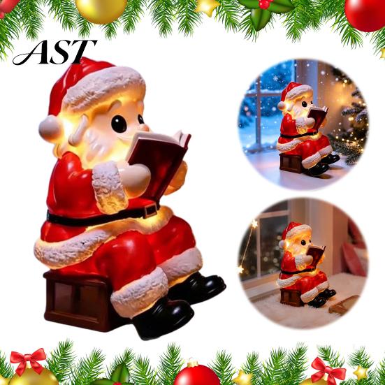 Battery Operated Lamp Santa Claus Night Light, Resin Christmas Tabletop Ornament with Decor Warm LED Lighting, Holiday Bedroom Bedside Table
