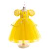 Girls' European & American Puff Sleeve Princess Dress: Mesh Gown for Kids' Role Play & Performance