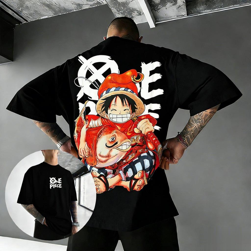 Футболка с графическим принтом Аниме One Piece Луффи Мужская Женская 2026 Лето Уличная Одежда Футболка Оверсайз Повседневная С Коротким Рукавом Мультяшный Принт Y2k