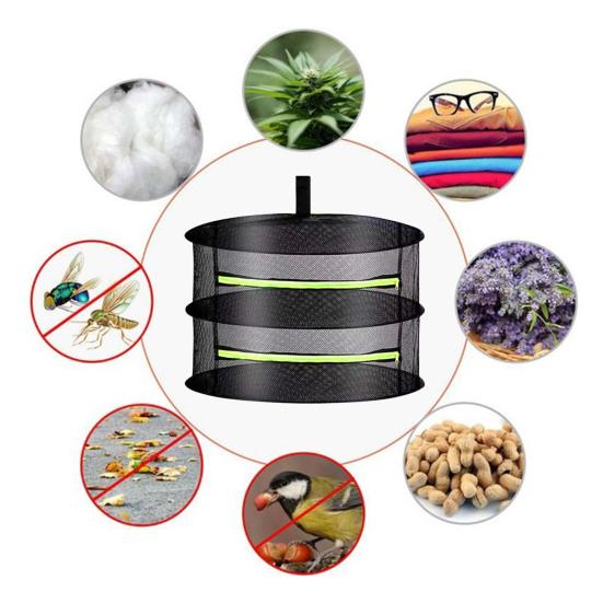 60 см 2/4/6/8 слоев сетка для сушки трав с S-образным крючком, складная корзина для сушки растений с застежкой-молнией, прочная сетка для сушки растений для использования в помещении и на открытом воздухе