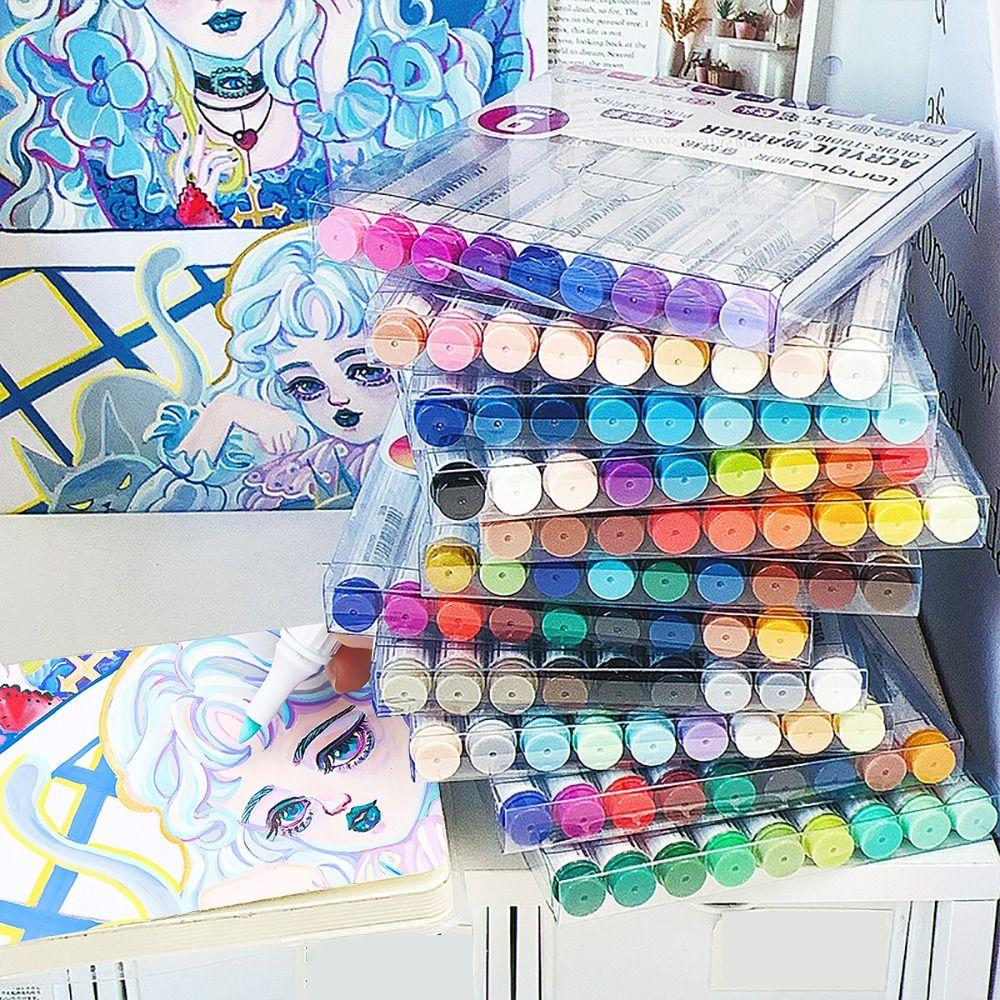 Quick Drying Acrylic Marker Pen 9-Colors Art Watercolor Pen Professional Colour Pen Graffiti