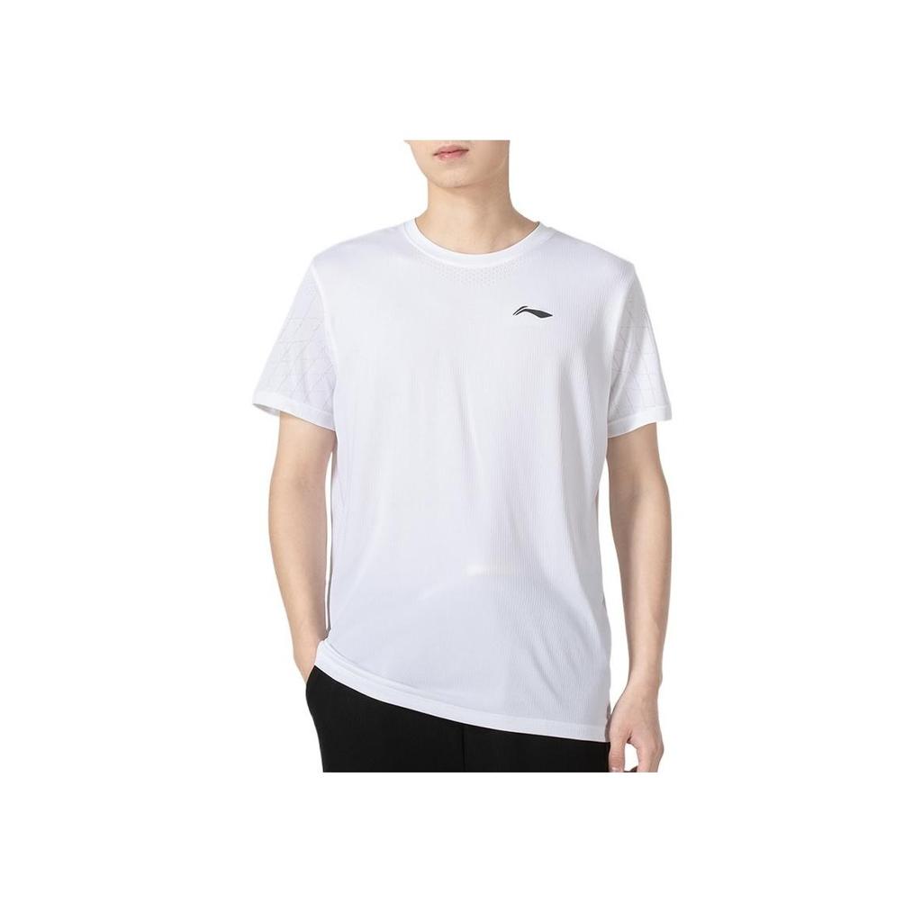Футболка мужская с коротким рукавом и круглым вырезом Li Ning Plain Logo Micro Badge, дышащая, белая ATSR259-3