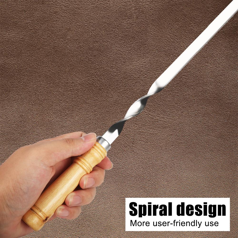 6 шт. Шампуры из нержавеющей стали Плоские Палочки для барбекю Металлические Шампуры для кебаба с Деревянной Ручкой Инструменты для уличного гриля Аксессуары для барбекю