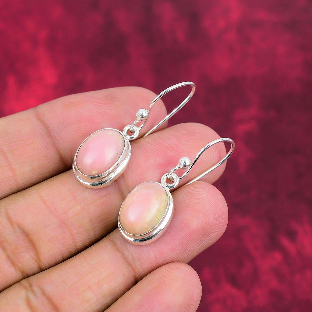 Серьги ручной работы с розовым опалом и драгоценными камнями, серьги из чистого серебра 925 пробы, уникальные дизайнерские украшения для женщин
