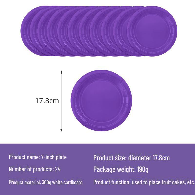 Фиолетовый набор для тематической вечеринки: Тарелки, стаканчики, салфетки из плотной бумаги, одноразовые предметы декора