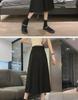 Women's High-Waist A-Line Skirt: Mid-Length, Solid Colors, Beige or Black, Year-Round Wear