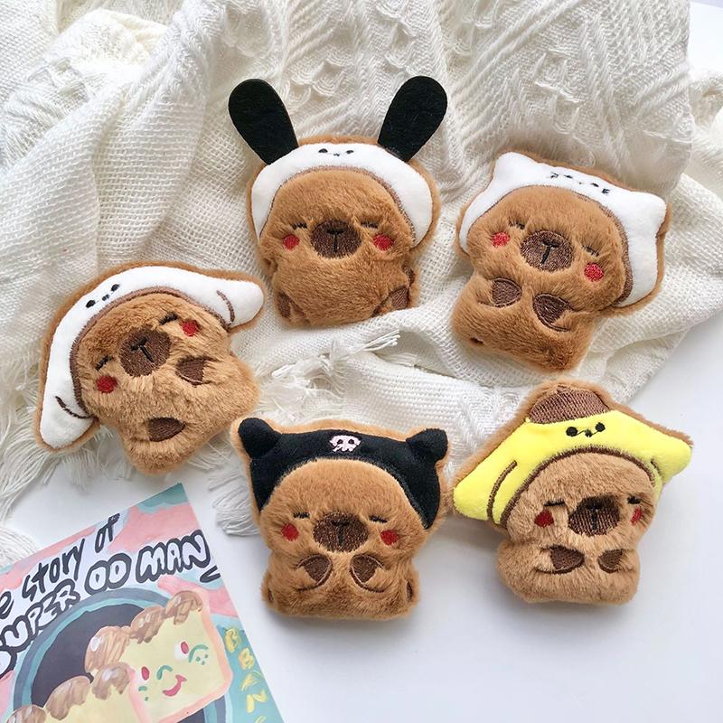 Милая капибара, плюшевая кукла, брошь, пушистая, мягкая, набивная одежда, значок, булавки, украшения для рюкзака, аксессуары