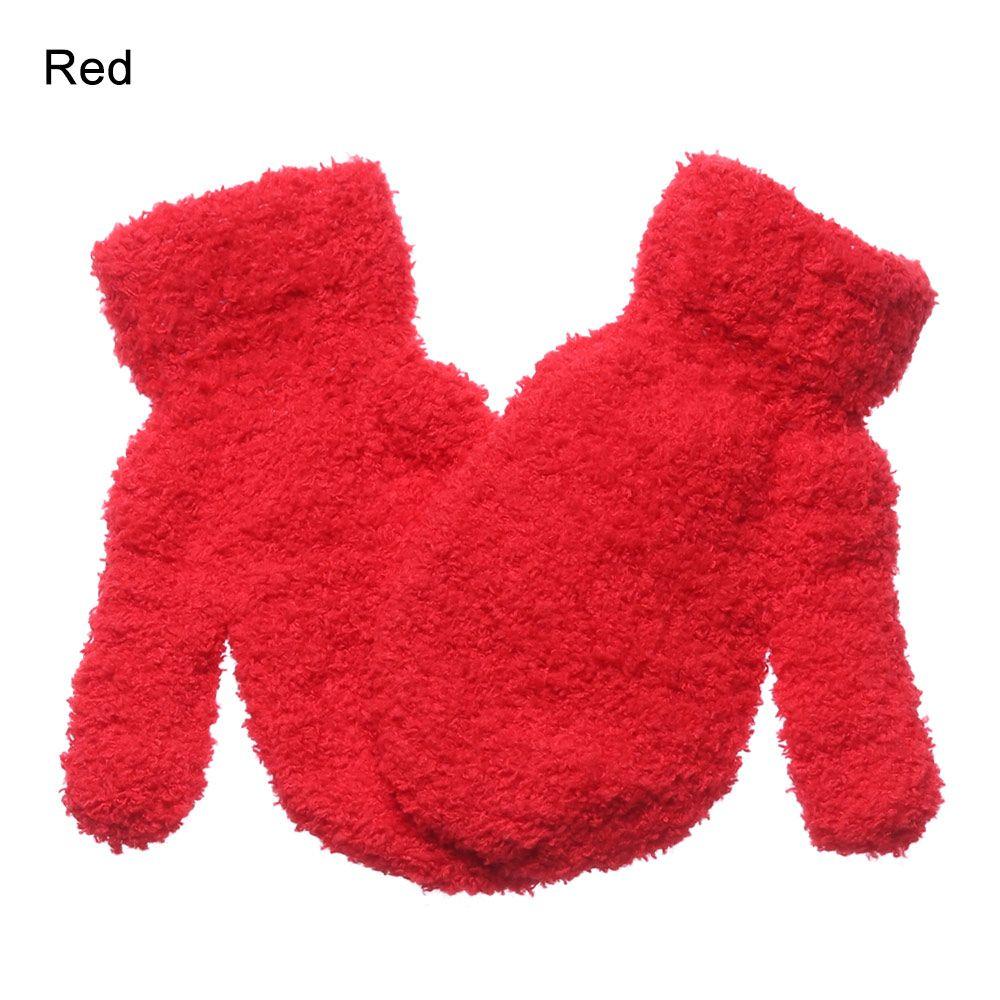 Boys Girls Winter Lovely Soft Warm Baby Candy Color Coral Plush Mittens Full Fingers Kids Gloves